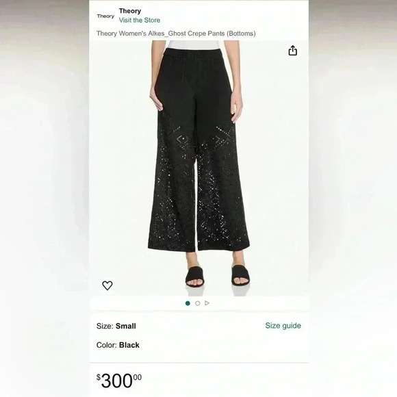 MEDIUM THEORY ALKES GHOST CREPE EYELET MEDIUM BLACK CROCHET ANKLE LEG PANTS - Picture 3 of 9